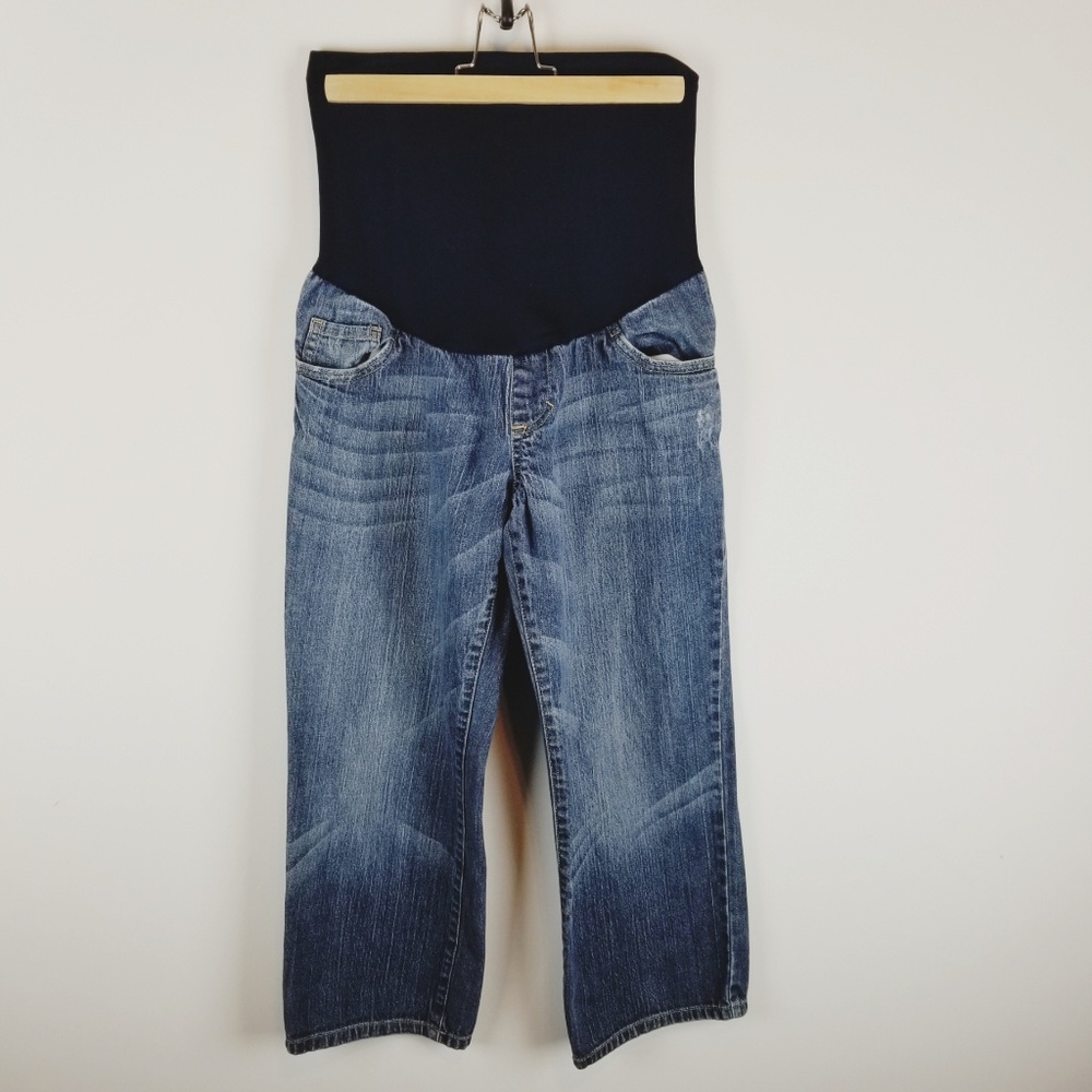 Liz Lange maternity denim capris full belly band 2
